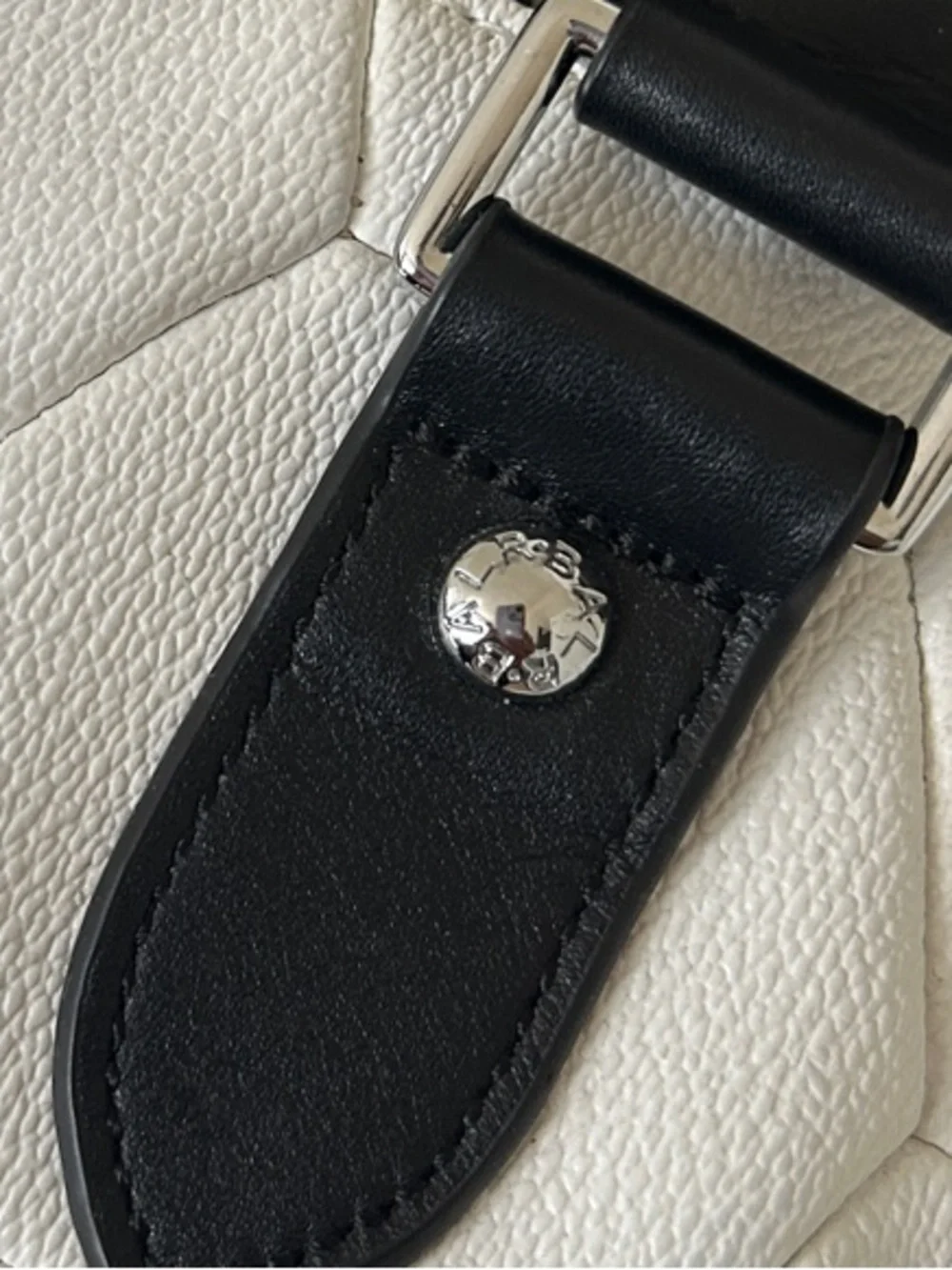 White Quilted Hexagon Duffel Bag with Black Trim